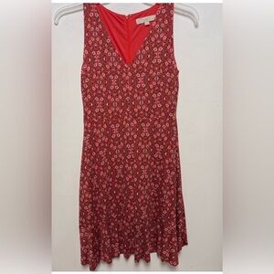 “Loft”  Designer Dress SZ: (XS) Zipper Back, Sleeveless, Red, Black, White Dress